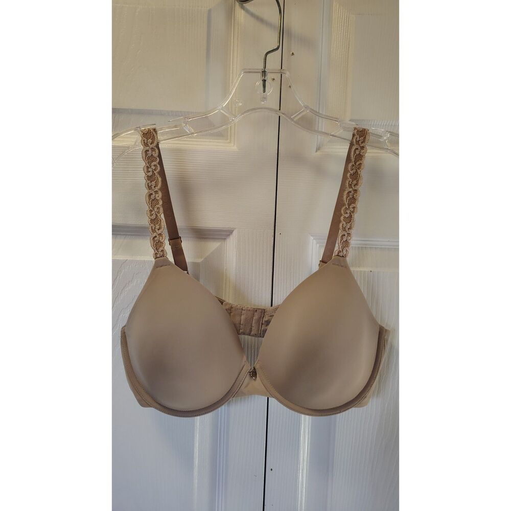 Natori Pure Luxe Full Coverage Underwire Contour Bra Tan Lace Strap 36C